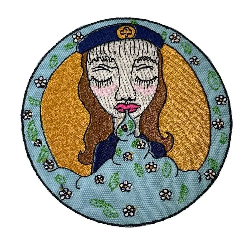 Psychedelic Smoking Girl Scout Daisy Bees Embroidered Patch